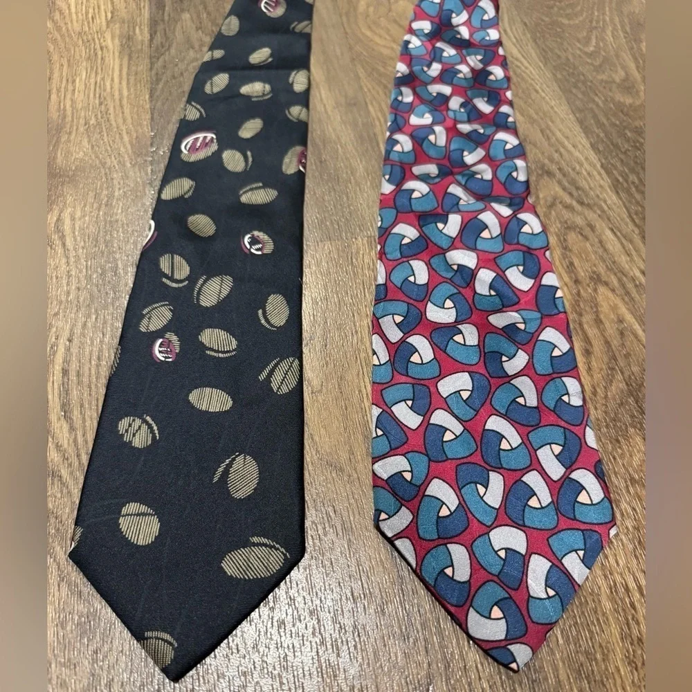 Enrico Coveri 100% Silk Dress Tie Made in Italy Bold Abstract Print Lot of 2